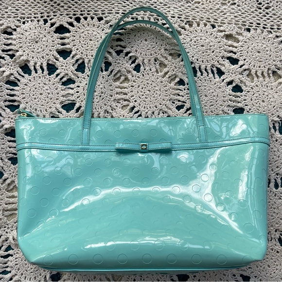 Kate Spade Patent Camilla Large Zippered Tote in Robins Egg Blue GUC - Picture 3 of 11